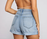 High Rise Distressed Cuffed Shorts insstreet
